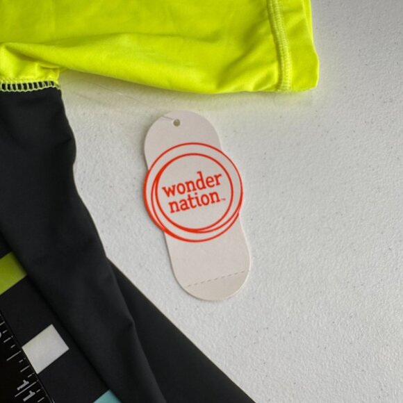 Wonder Nation Boys Neon Swim Chill Mode On Graphic Raglan Rash Guard Shirt - Picture 7 of 7